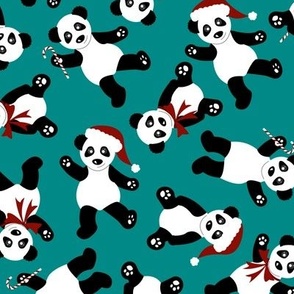 Christmas Pandas - Blue