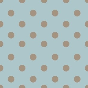 Half inch brown polka dot on blue