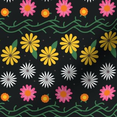 Summer Hippie Flowers / Black