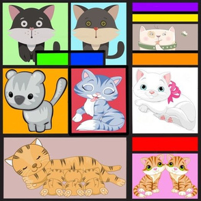 Cats Cartoon Patchwork Quilt Squares