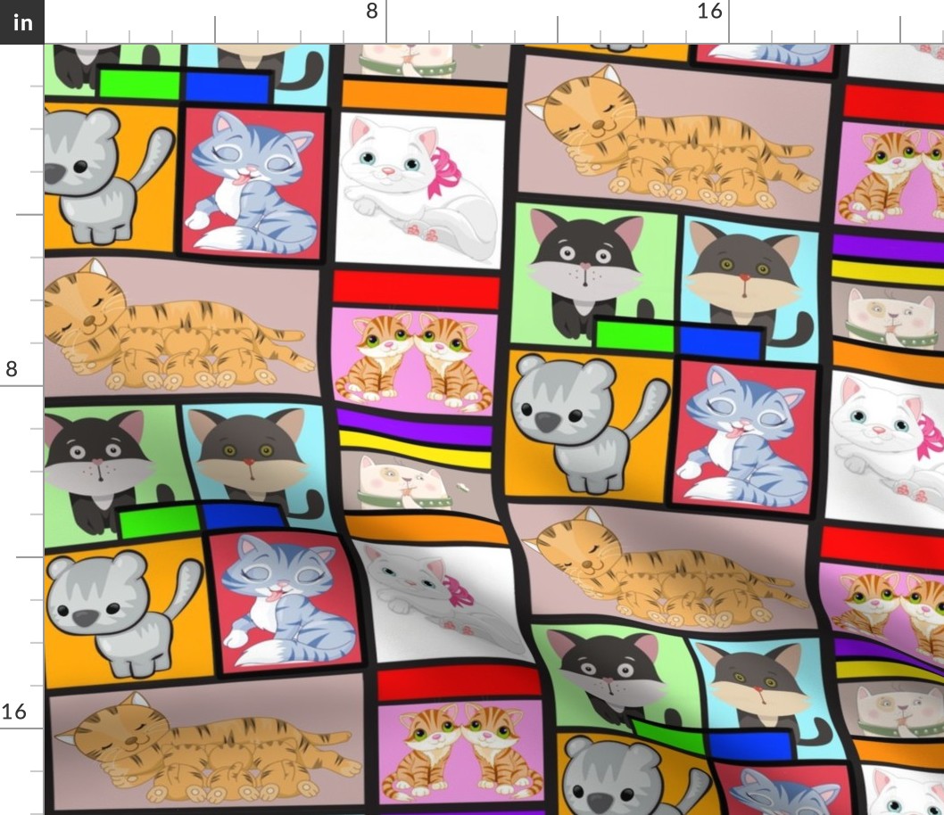Cats Cartoon Patchwork Quilt Squares