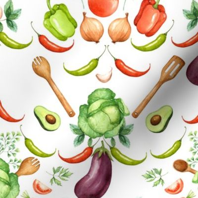 9" ratatouille - watercolor vegetables 