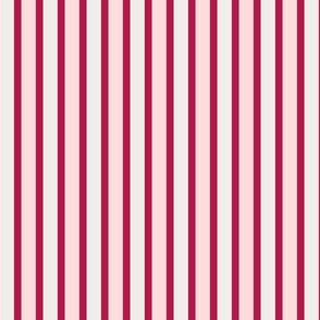 Sweet Cherry Vertical Stripes (#1) of Narrow Ribbons of Ripe Cherry Crimson with A Whisper of Pink and Silver Sheen - Large Scale