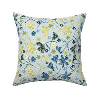 Ditsy Flowers Blue Yellow