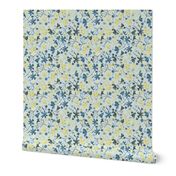 Ditsy Flowers Blue Yellow