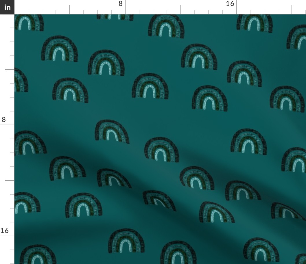 scattered teal + emerald linen rainbows on 126-16 // himalaya, deep sea, deep forest, fjord