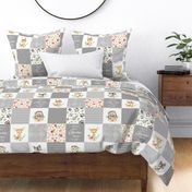 Girls Woodland Cheater Quilt – Adventure Gray Patchwork, Style F