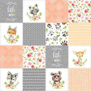 Peach Girls Woodland Cheater Quilt – Little One Blanket Patchwork, Style H