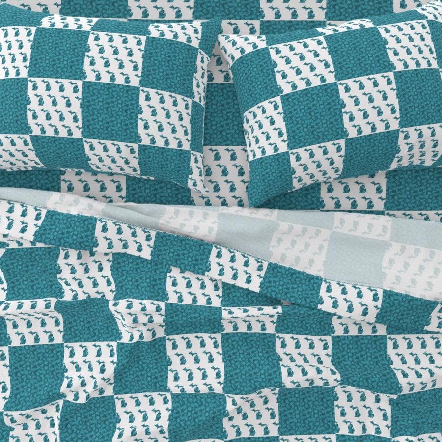 Michigan Teal Cheater Quilt