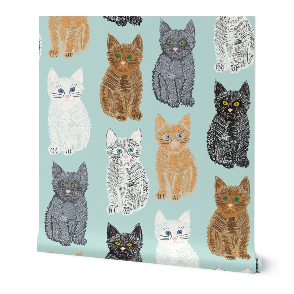 Scribble Kittens - Mint - Large