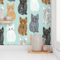 Scribble Kittens - Mint - Large