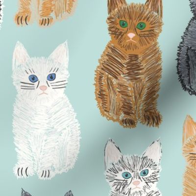 Scribble Kittens - Mint - Large