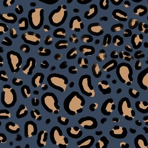 leopard print fabric - dark navy, animal print fabric, animal design - print