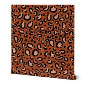 leopard print fabric - rust, animal print fabric, animal design - print