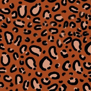 leopard print fabric - rust, animal print fabric, animal design - print