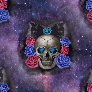 Galaxy skulls and roses