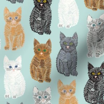 Scribble Kittens - Mint - Medium
