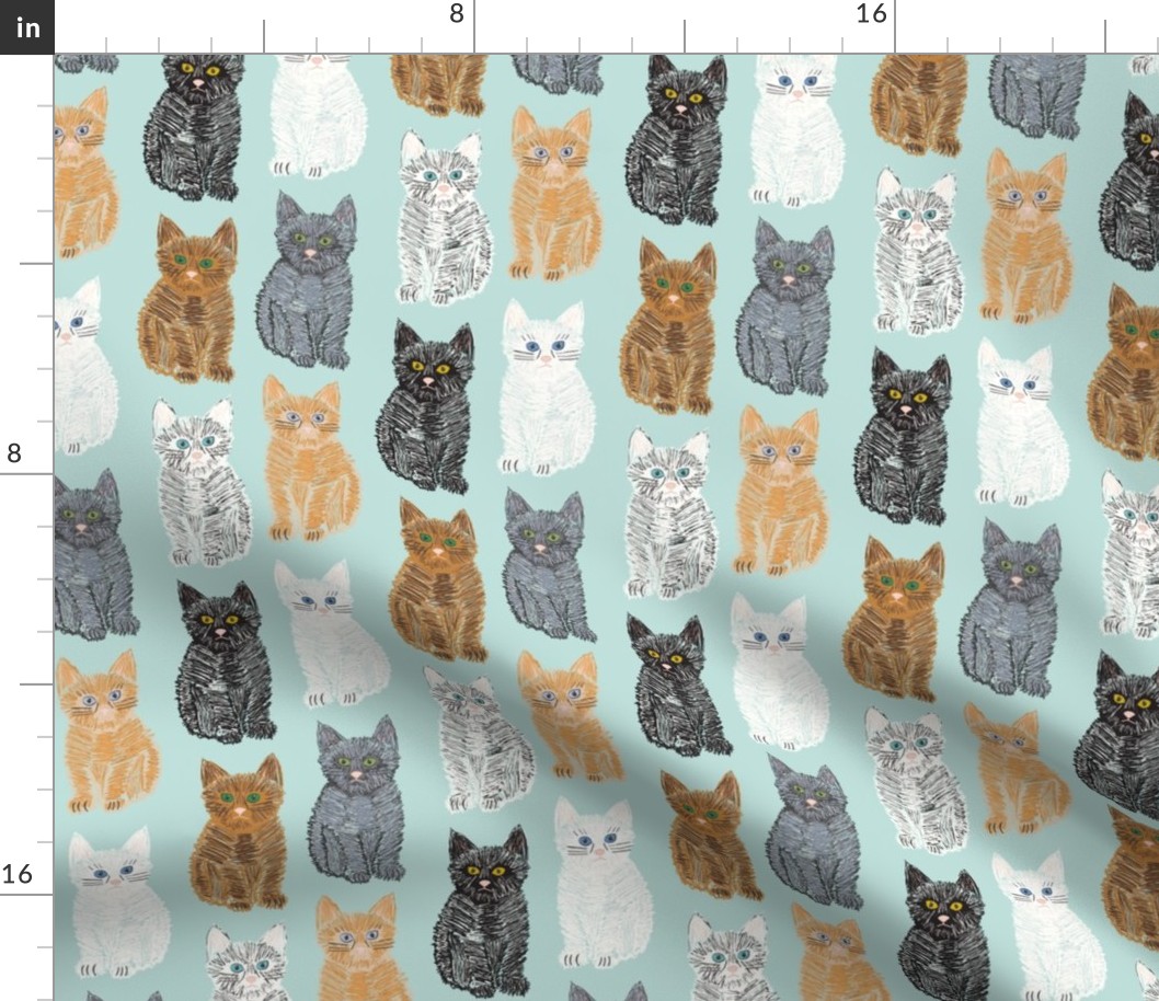 Scribble Kittens - Mint - Medium