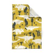 Dinosaurs -Yellow, Navy