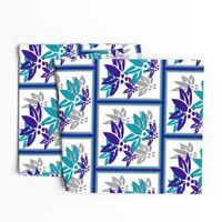 Flower Stencil Tiles in Purple Teal Gray and White