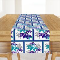 Flower Stencil Tiles in Purple Teal Gray and White