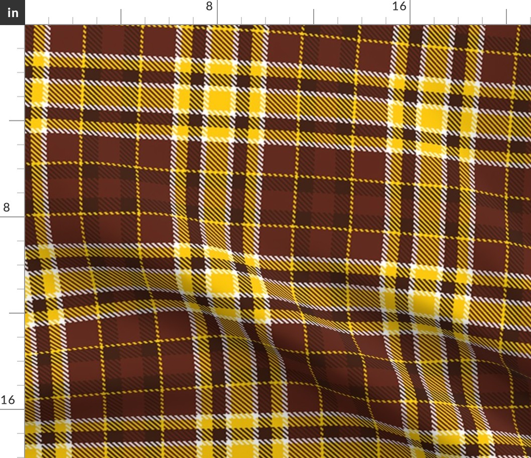 Plaid in  Brown Gold and White