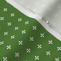 Mini Greek Cross in White on Green