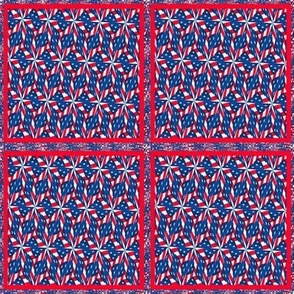 Patriotic Flag Swirl Tiles on Red White and Blue Confetti