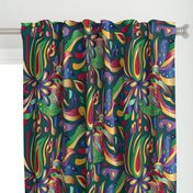 Groovy Mushroom Paisley Florals- Jewel Tone- Large Scale