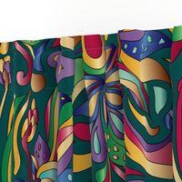 Groovy Mushroom Paisley Florals- Jewel Tone- Large Scale