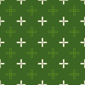 Open Greek Cross in Green