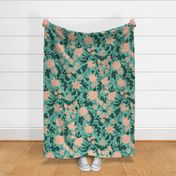 Rosabell Filigree- Rococo Folk Florals-Spearmint- Large Scale