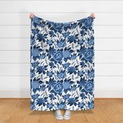 Watercolor Garden Florals- Electric Blue Large Scale