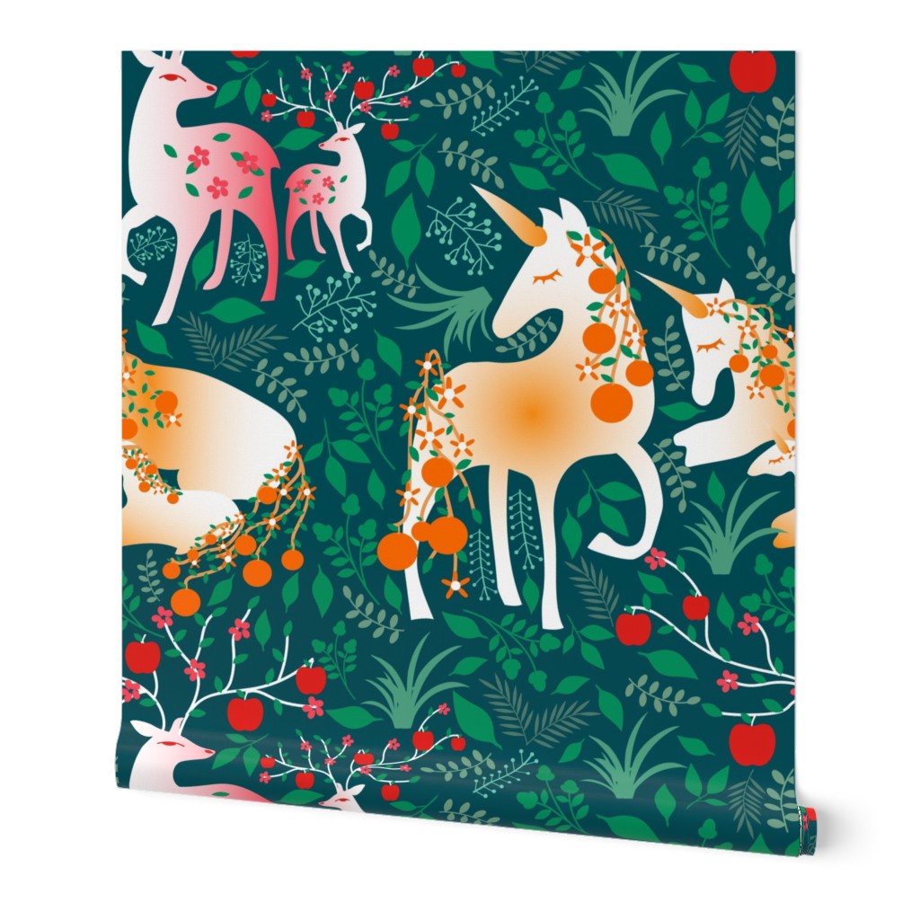 Once Upon a Time- Mystical Woodland with Apple Deers and Orange Unicorns- Jumbo Scale