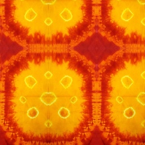 Octagon Shibori- Red and Mustard- Large Scale