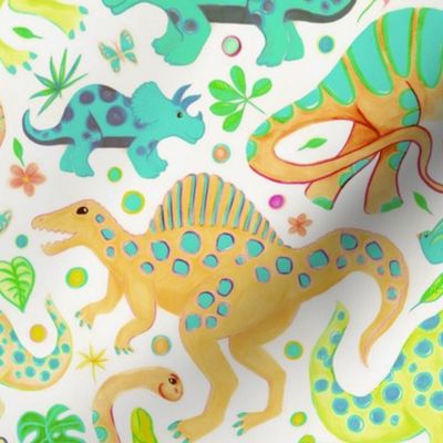 Happy Dinos - citrus colors, large