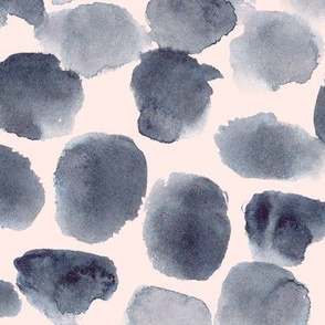 Indigo spots on blush pink • watercolor abstract stains