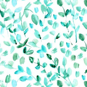 Emerald thyme • watercolor leaf pattern