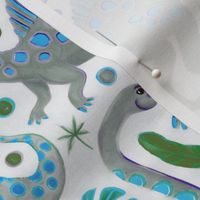 Happy Dinos - blue green, large