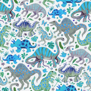Happy Dinos - blue green, large
