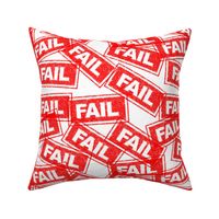 12 fail failure unsuccessful defeated miss flop lose rubber stamp red ink pad white background chop grunge distressed words seal pop art culture vintage retro current affairs strong message statement sign label symbols monochromatic joke gag novelty meme 