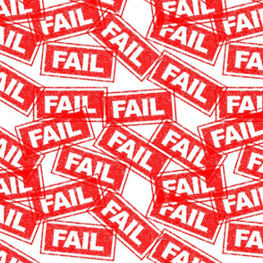 12 fail failure unsuccessful defeated miss flop lose rubber stamp red ink pad white background chop grunge distressed words seal pop art culture vintage retro current affairs strong message statement sign label symbols monochromatic joke gag novelty meme 