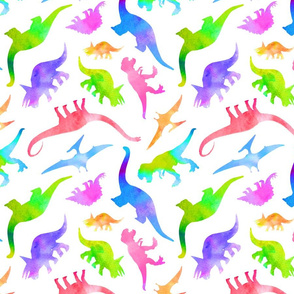 Rainbow Dinosaurs in Watercolor 