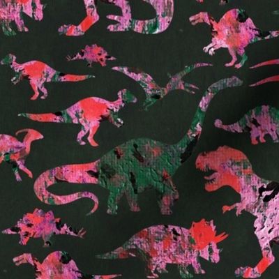 Dinos in Pink & Green Camouflage