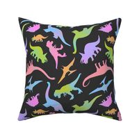 Rainbow Dinosaurs on Dark Grey