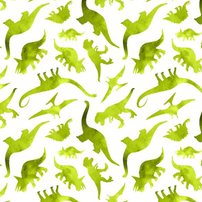 Watercolour Dinosaurs in Green
