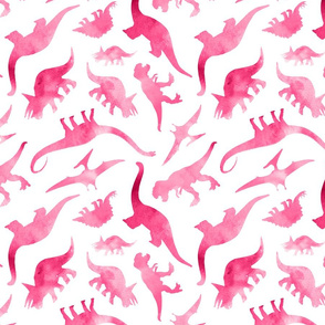 Watercolour Dinosaurs in Pink