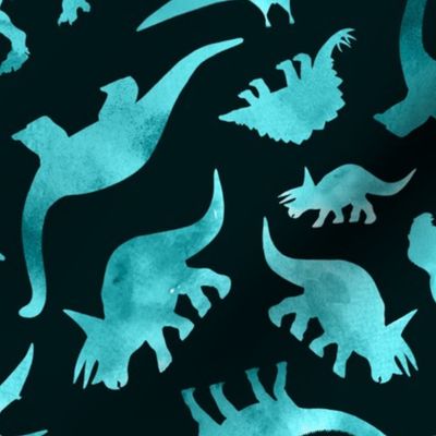Watercolour Dinosaurs on Navy