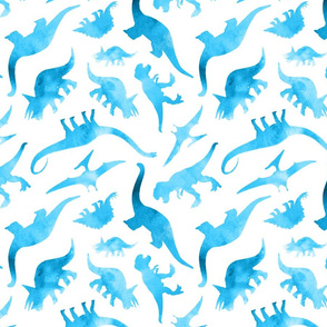 Watercolour Dinosaurs in Blue