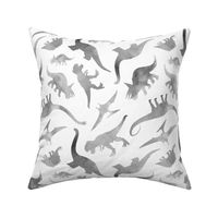 Watercolour Dinosaurs in Grey